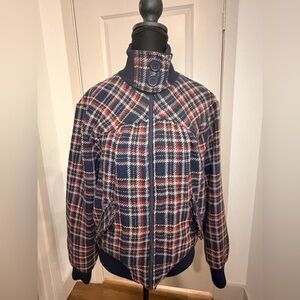 Apollo Plaid Bomber Jacket - Navy and Red